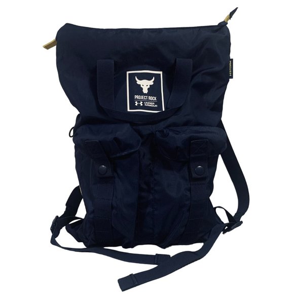 Under Armour Project Rock Lightweight Duffel Backpack Navy Yellow